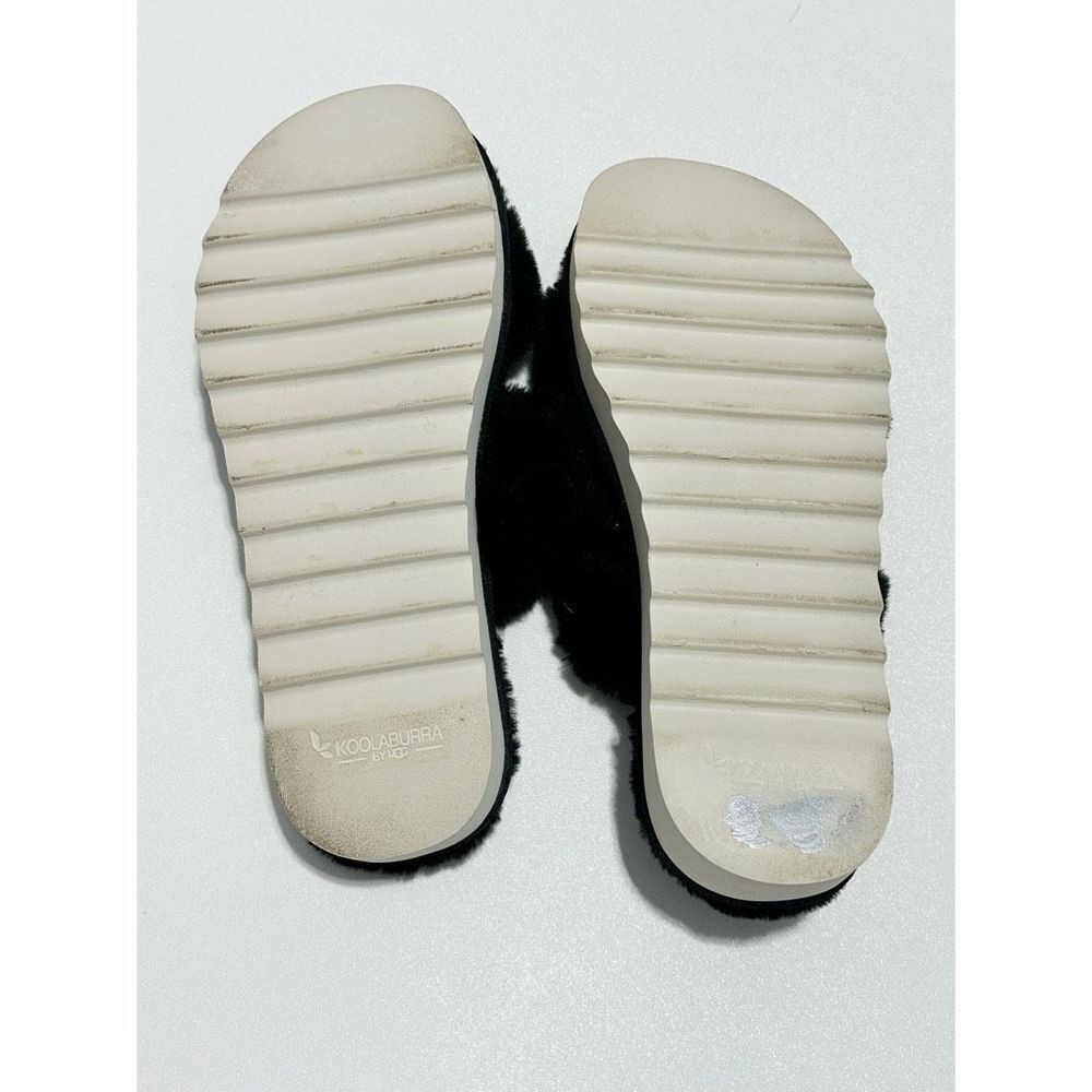 Koolaburra Fuzz-On Faux Fur Sandal Slippers Slide On Black White Women’s Size 12 - Picture 9 of 13